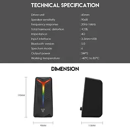 Комп'ютерні колонки Fantech GS 301 TRIFECTA Bluetooth Black - мініатюра 5
