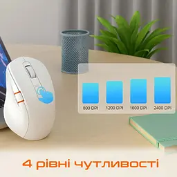 Мишка Meetion BTM032 Wireless/Bluetooth/USB White (MT-BTM032-B) - мініатюра 4