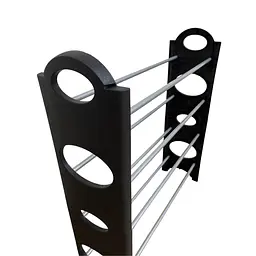 Полиця органайзер для взуття в передпокій Shoe Rack на 4 яруси, комбінація металу з пластиком, чорна (57198011) - мініатюра 7