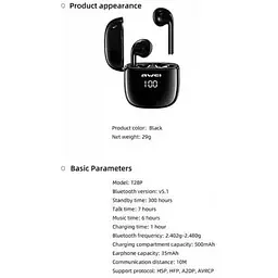 Навушники Awei T28P Bluetooth TWS IPX6 чорні - мініатюра 7