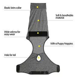 Гігієнічні труси/комбінезон для собак WanTalk Full Body Dog Diaper, Grey, 3XL - мініатюра 6