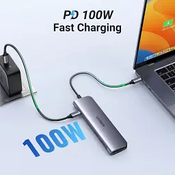 Концентратор Ugreen USB-C 7-in-1 2xUSB 3.0 + USB-C PD100W + HDMI 4K30Hz + SD/TF black (15214) - мініатюра 4