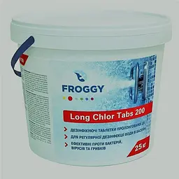 Повільний хлор для басейну Froggy Long Chlor Tabs 200 25 кг таблетки 200 г для дезінфекції води - мініатюра 3