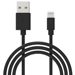 Дата кабель USB 2.0 AM to Lightning 1.0m Cu, 2.1А, Black Grand-X (PL01B) - мініатюра 1