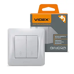 Перемикач Videx BINERA 2кл прохідний срібний йшов (VF-BNSW2P-SS) - мініатюра 4