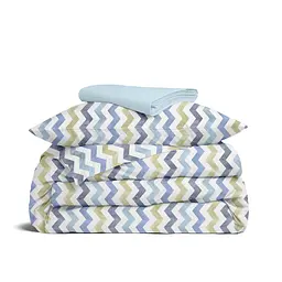 Дитяча постільна білизна в ліжечко ZIGZAG CS2, небесний (ZigBlueSkyBeige_58LightBlue_140)