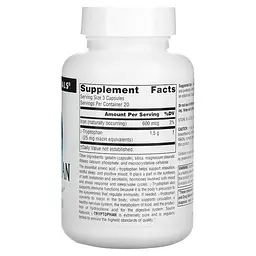 Амінокислота L-Tryptophan 500 mg, 60 капсул Source Naturals fit0018686 - мініатюра 2
