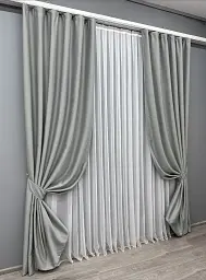 Комплект штор VR-Textil шеніл 2 шт 150x270 см світло-сірий (1689ш) - мініатюра 3