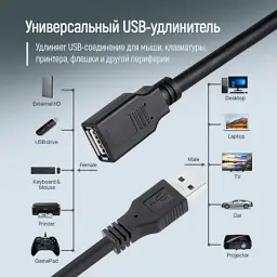 Дата кабель USB 2.0 AM/AF 1.8m black ColorWay (CW-CBUF076-BK) - мініатюра 6