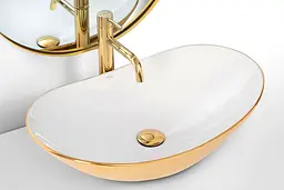 Умивальник Rea Royal white gold накладний REA-U7808, Золотий - мініатюра 3