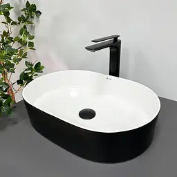 Умивальник VBI Verona 50 black white накладний VBI-011309, Чорний - мініатюра 3