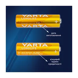 Батарейка Varta AAA Longlife лужна x 10 (04103101761 / 04103101461) - мініатюра 2