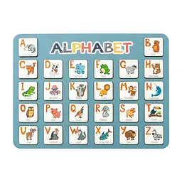 Дерев'яна абетка-вкладиш англійська "ALPHABET" 3240-03-002 синя 29х39 см