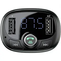 АЗП FM модулятор Baseus S-09 Overseas Edition 3.4A (2USB-A) (CCMT000301) Black - мініатюра 3