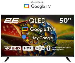 Телевізор 50" QLED 4K 60Hz Smart Google TV Black 2E teh0018419