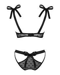 Напівпрозорий еротичний комплект Obsessive Obsessivia 2-pcs set black L/XL, бюстгальтер та трусики - мініатюра 6