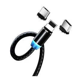 Дата кабель USB 2.0 AM to Lightning + Micro 5P + USB-C 1.0m Magnet only charge ColorWay (CW-CBUU020-BK) - мініатюра 5