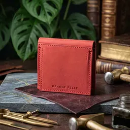 Яскраве шкіряне портмоне унісекс з накладною монетницею Grande Pelle 11224 червоне - мініатюра 4