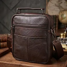 Практична чоловіча сумка шкіряна 21274 Vintage коричнева - мініатюра 4