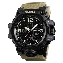 Наручний годинник чоловічий Skmei 1155 Khaki, 1155BKH (12280)
