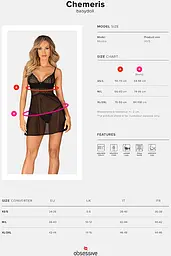 Комплект Obsessive Chemeris babydoll (Чорний, XS/S) Obsessive 101316 96927 - мініатюра 6