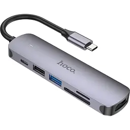 USB-хаб Hoco HB28 6-in-1 Metal Gray (769336) [169699]