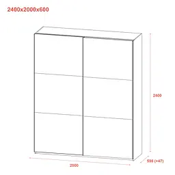 Шафа купе Doros G-Caiser Графіт/Білий 2 ДСП / 3 частини 200х60х240 (42005228) - мініатюра 8