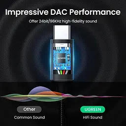 Кабель Ugreen Mini Jack 3.5mm to USB Type C CM450 DAC-чіп 1м Black (25108) - мініатюра 8