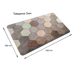 Килимок вологопоглинаючий Wall Sticker 38х58х3 мм Шестикутники (D) SW-00001571 - мініатюра 2