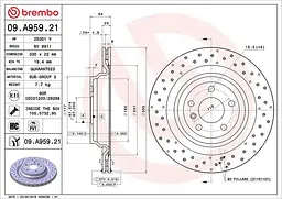 Диск тормозной задний вентилируемый Mercedes M-class, Gle 11-19г Brembo ( 09.A959.21 )