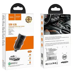 Автомобільний зарядний пристрій Hoco Z32A QC 3.0 18W (чорний) - мініатюра 7