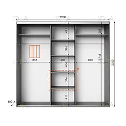 Шафа-купе Idea серія 6 230 x 60 x 210 см Венге темний - мініатюра 2