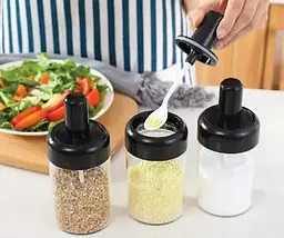 Набір для спецій на підставці Spice rotating bottles JM-620 6 баночок Чорний - мініатюра 4