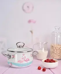 Каструля емальована Infinity Love Flamingo, зі скляною кришкою, 22 см, 5 л (6625848) - мініатюра 2