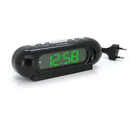 Электронные часы с будильником Voltronic VST716G питание от кабеля 220V, Green Light