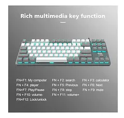 Механічна ігрова клавіатура Aula Mechanical F-3287 White-Grey Keycap KRGD Blue - мініатюра 6
