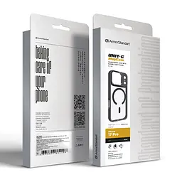 Чехол Apple iPhone 17 Pro, Unit MagSafe, черный, прозрачный, магсейф, противоударный, магнитный, панель-накладка с поддержкой MagSafe, с поддержкой беспроводной зарядки, TPU+PC, защита всего корпуса, ударопрочный, ArmorStandart (ARM87910) - мініатюра 6