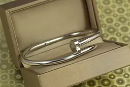 Браслет бенгл Stainless steel цвях Heart shape 60 мм на руку від 17 см до 19 см сріблястий - мініатюра 3