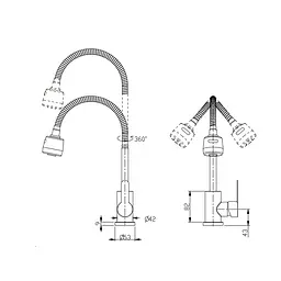 Змішувач для кухні Brinex Pure 015F41 з гнучким виливом Nickel BRIPUR015F41NKL - мініатюра 2