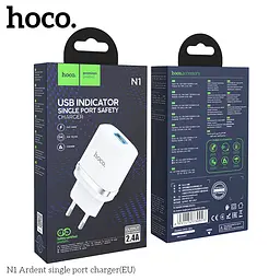 Адаптер живлення зарядне HOCO Ardent single port charger N1 1USB 12 W (Safety Certified) чорне - мініатюра 3