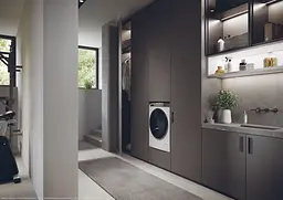 Haier Пральна машина фронтальна, 9кг, 1400, A+++, 52см, дисплей, пара, інвертор, люк чорний, білий - мініатюра 10
