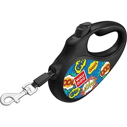 Повідець-рулетка для собак Waudog R-leash Вау, світловідбиваючий, S, до 15 кг, 5 м, чорний - мініатюра 2