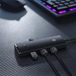 USB-хаб Baseus Lite Series 4-Port USB-A HUB Adapter USB-A to USB 3.0*4 25cm WKQX030001 Black - мініатюра 3