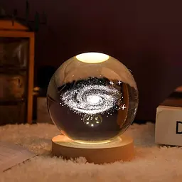 Світильник нічник 3D "Хрустальна куля з галактикою всередині", 6/8 см, LED нічник скляна куля (ST) - мініатюра 8