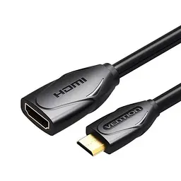 Подовжувач HDMI-miniHDMI v.1.2 Vention M/F PVC 1080P 60Hz gold-plated 1м, чорний (ABAAF)