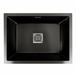 Кухонна мийка Platinum Handmade PVD 58x43 чорна монтаж під столешню HSB (квадратний сифон 3,0/1,0), Чорний