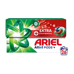 Капсули для прання Ariel Pods+ All-in-1 Extra Stain Removal Екстрасила виведення плям 26 шт. (8700216765305) - мініатюра 2