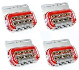 Габаритний вогонь LED для вантажівки 24В 14х7 см Функція повороту / підсвічування номера Червоний 4 шт.