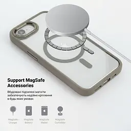 Чехол Apple iPhone 16e/17e, Unit MagSafe, серый, прозрачный, MagSafe, противоударный, магнитный, панель-накладка с поддержкой MagSafe, с поддержкой беспроводной зарядки, TPU+PC, защита всего корпуса, ударопрочный, ArmorStandart (ARM83876) - мініатюра 4