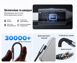 Кабель UGREEN L536 USB-C - USB-C кутовий 90° PD 3.1 240 Вт 1 м чорний (85225) - мініатюра 4